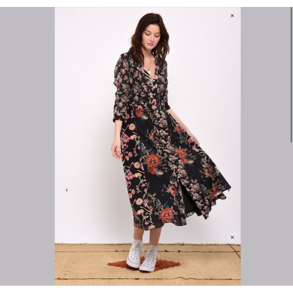 Floral Black Midi Dress